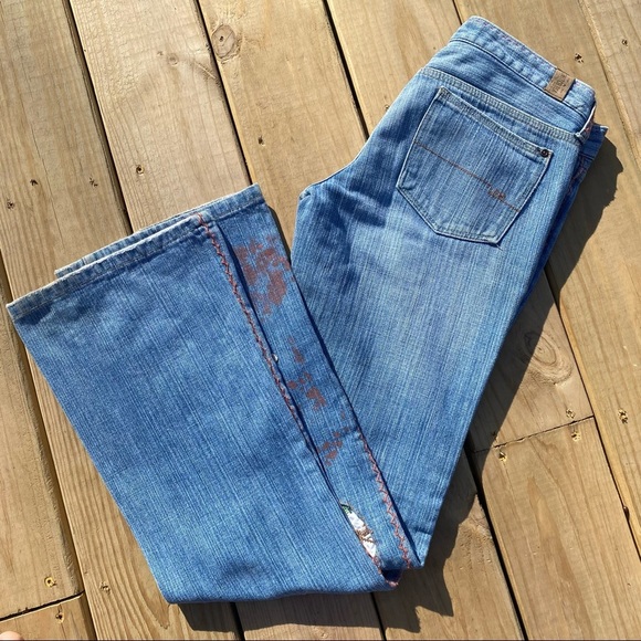 SWITCH USA | Heaven Low Rise Flare Embroidered Denim Jeans 28 - Picture 3 of 8